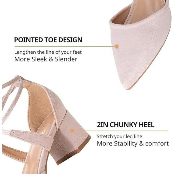 NEW Heel The World Women's 9 Nude Tan Beige Strappy Lace Up Chunky Heels - Picture 3 of 11